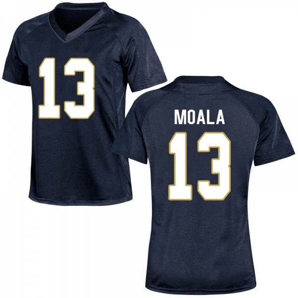 Paul Moala Notre Dame Fighting Irish NCAA Women's #13 Navy Blue Replica College Stitched Football Jersey EML6255CN